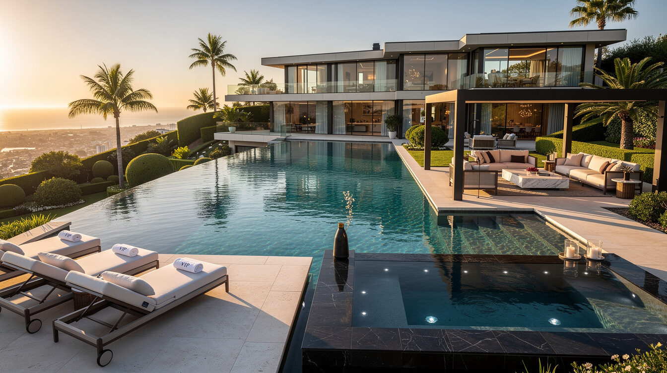 outdoor pool area celebrity home