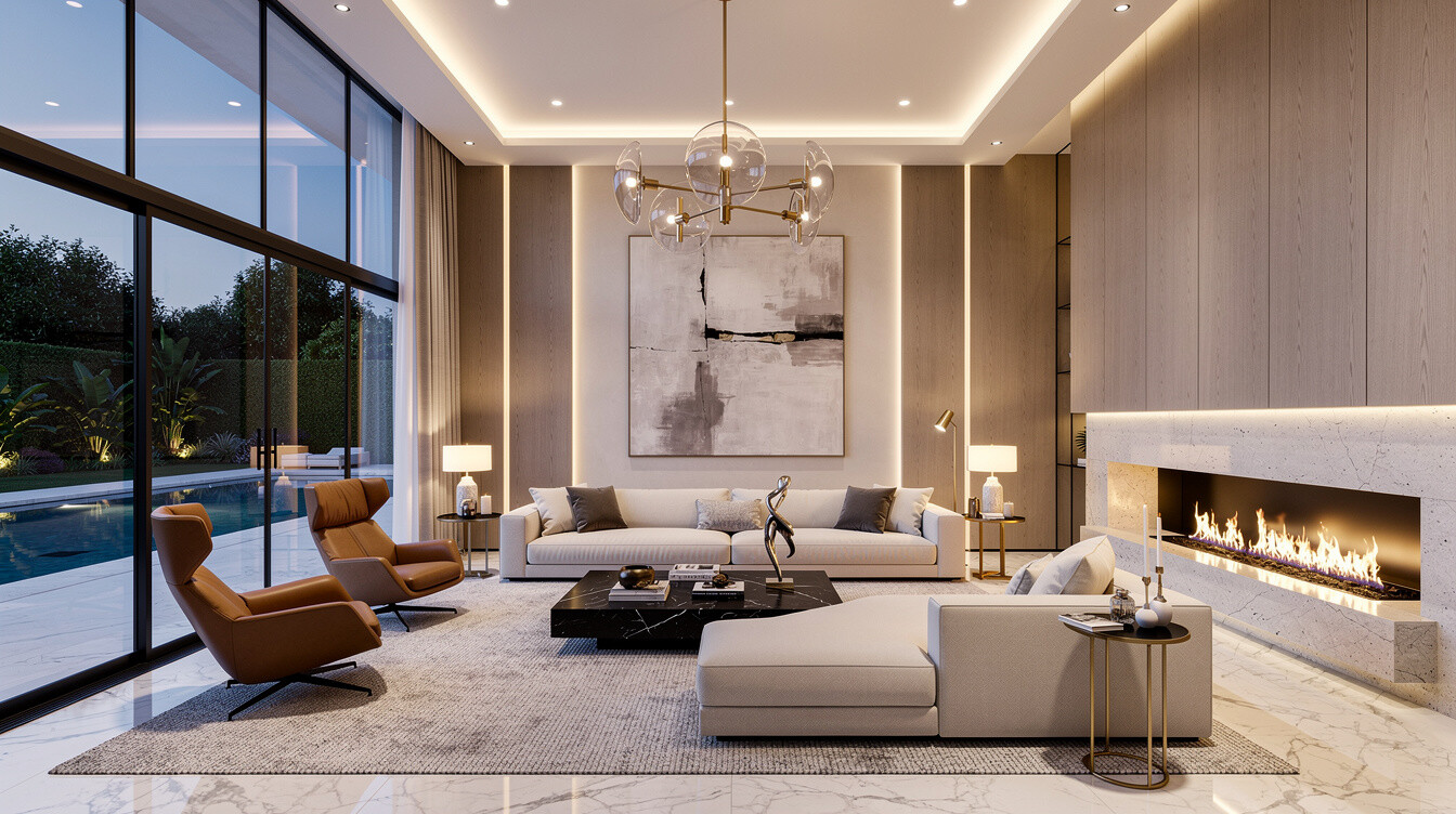 celebrity villa living room