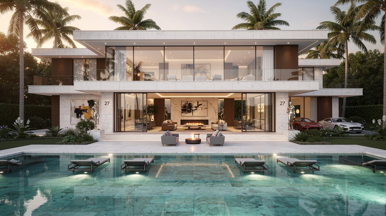 luxury celebrity mansion exterior